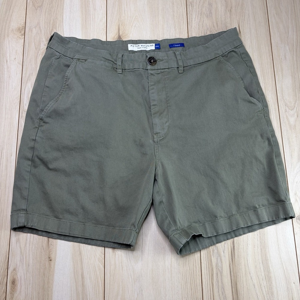 Peter Manning Shorts Men's 38 7" Inseam Chino Casual Twill Beach Walk Golf Green